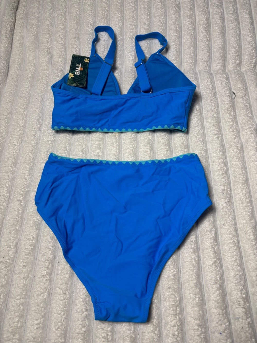 Bright Blue V-Neck High-Waist Bikini Set - Picture 8 of 10